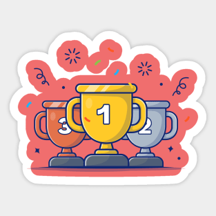 Trophy For 1st Place, 2nd Place And 3rd Place Winner Cartoon Sticker